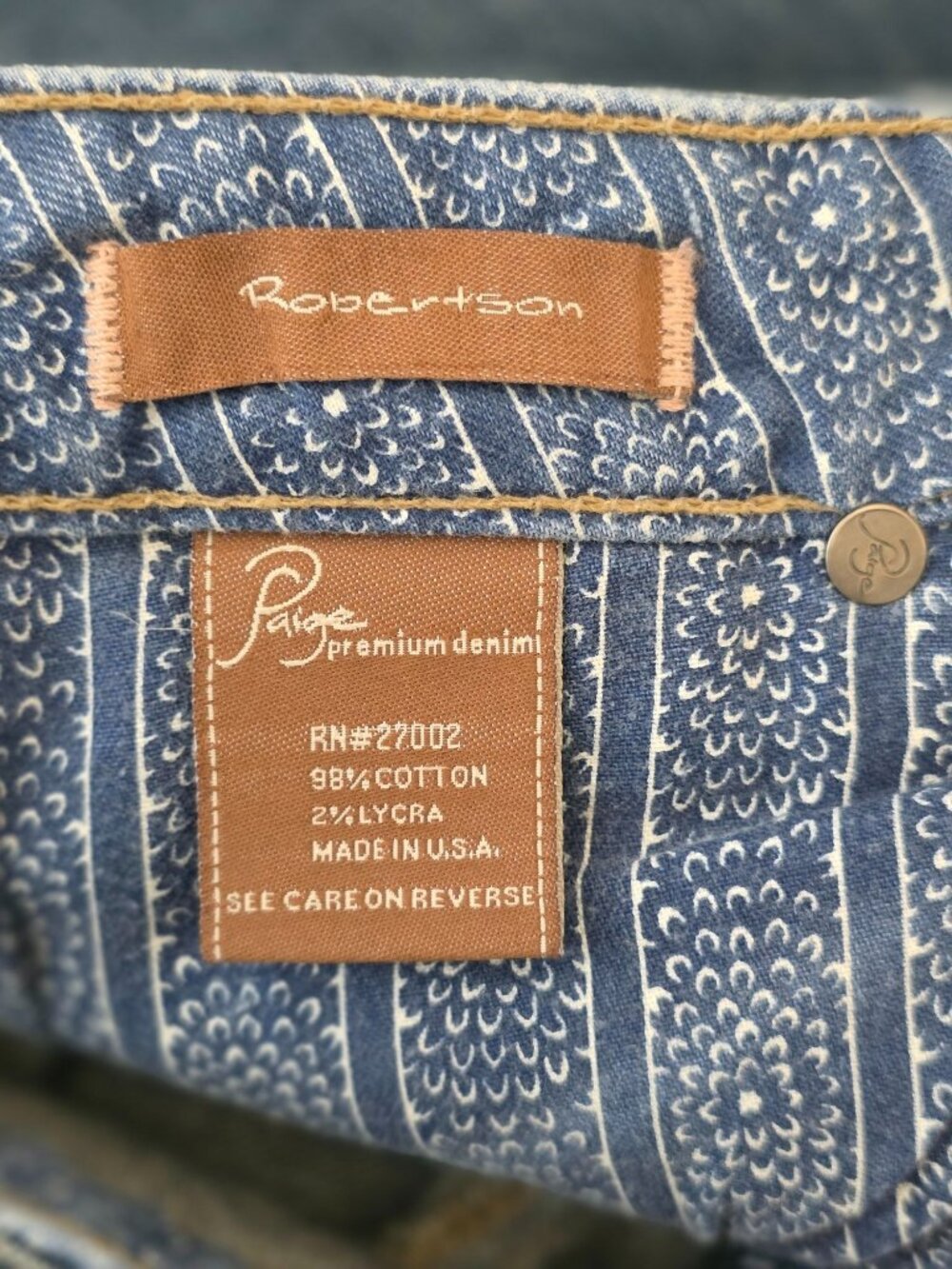 Y2K PAIGE Premium Denim ROBERTSON Mid-Rise Blue Flare Jeans Sz 30 - Made In USA - Picture 8 of 9